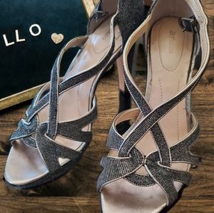 Silver Gliter Heels worn once